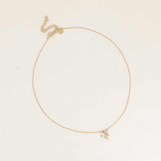 Collier - pendentif en forme d'étoile, perle d'eau douce, pierre naturelle