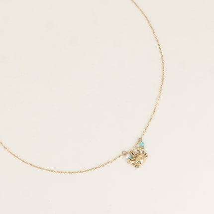 Collier - crabe, petite perle d'eau douce et pierre naturelle