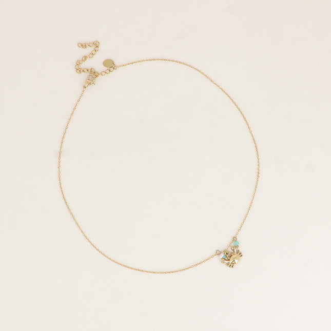 Collier - crabe, petite perle d'eau douce et pierre naturelle