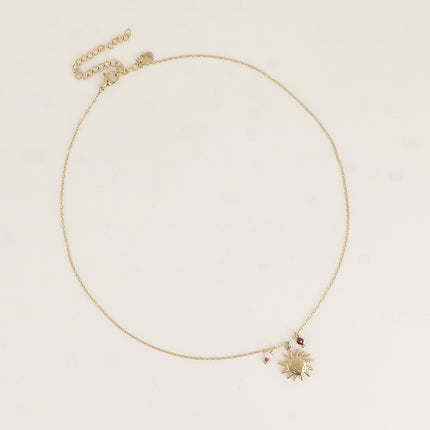 Collier - soleil, petite perle d'eau douce et pierre naturelle