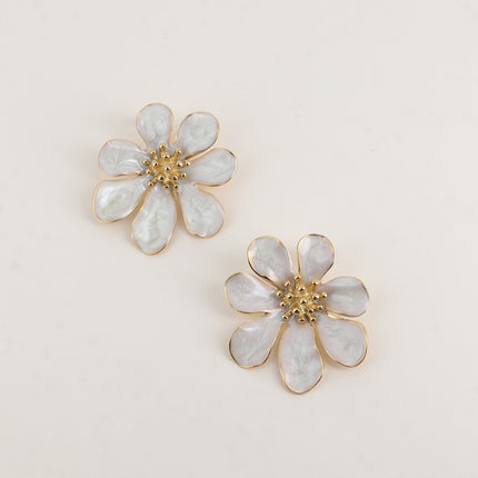 Boucles puces Rosera - motif floral et émail