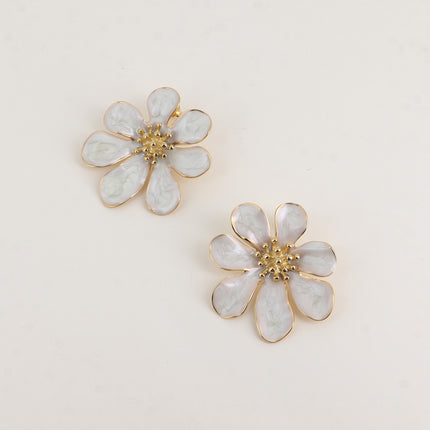 Boucles puces Rosera - motif floral et émail