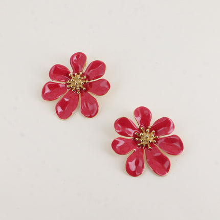 Boucles puces Rosera - motif floral et émail