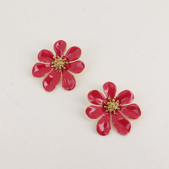 Boucles puces Rosera - motif floral et émail