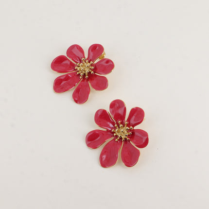 Boucles puces Rosera - motif floral et émail