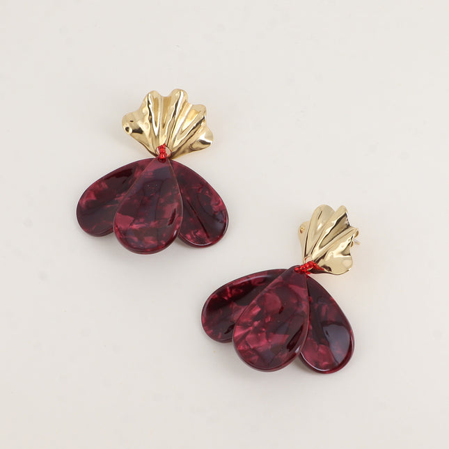 Boucles pendantes - pièce type corail et 2 pièces en résine