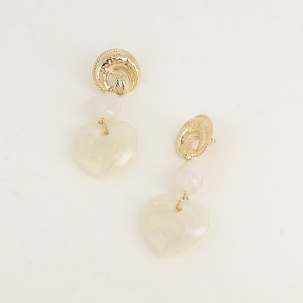 Boucles pendantes - noeud, boule et coeur en résine