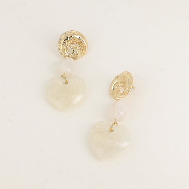Boucles pendantes - noeud, boule et coeur en résine