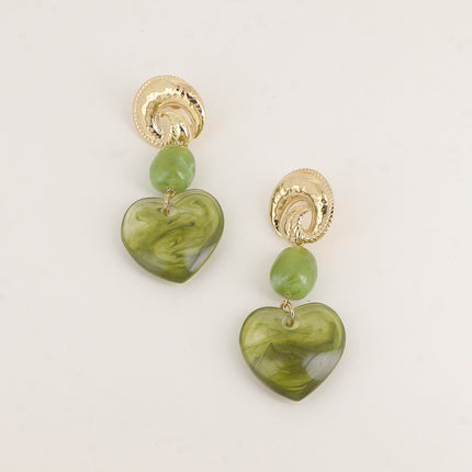 Boucles pendantes - noeud, boule et coeur en résine