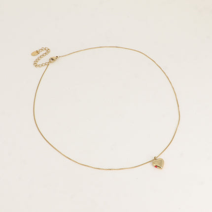 Collier - pendentif coeur plat et petit cristal sur le côté