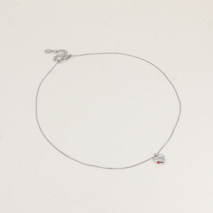 Collier - pendentif coeur plat et petit cristal sur le côté