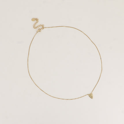 Collier - fine chaîne gourmette, pendentif coeur texturé