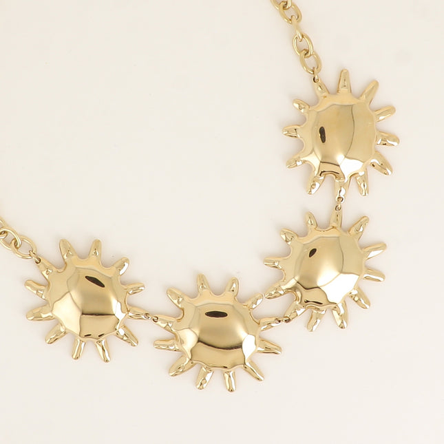 Solaris Necklace - large oval link chain, 4 sun-shaped pieces