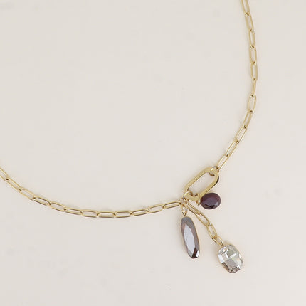 Collier - orné de 3 cristaux Swarovski® (tige, rectangle arrondi et ovale)