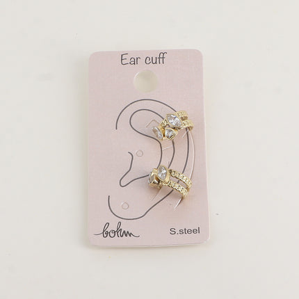 Earcuffs - 2 anneaux maillés et 3 cristaux
