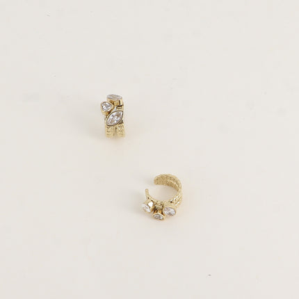 Earcuffs - 2 anneaux maillés et 3 cristaux