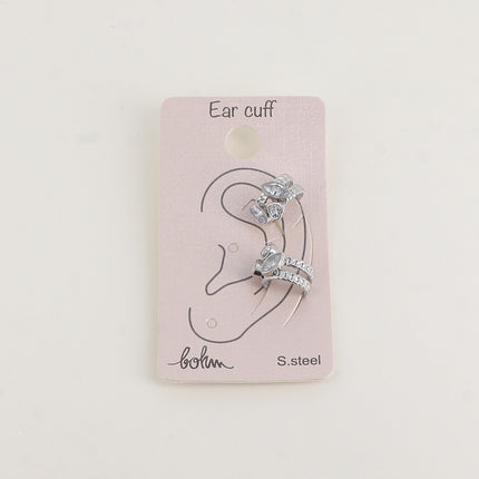 Earcuffs - 2 anneaux maillés et 3 cristaux