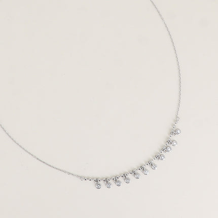 Collier - maille forçat, chaîne à boules et petits oxydes de zirconium