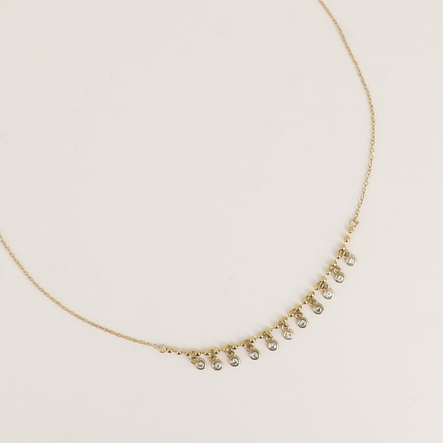 Collier - maille forçat, chaîne à boules et petits oxydes de zirconium