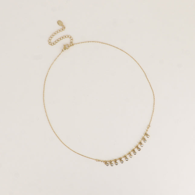 Collier - maille forçat, chaîne à boules et petits oxydes de zirconium