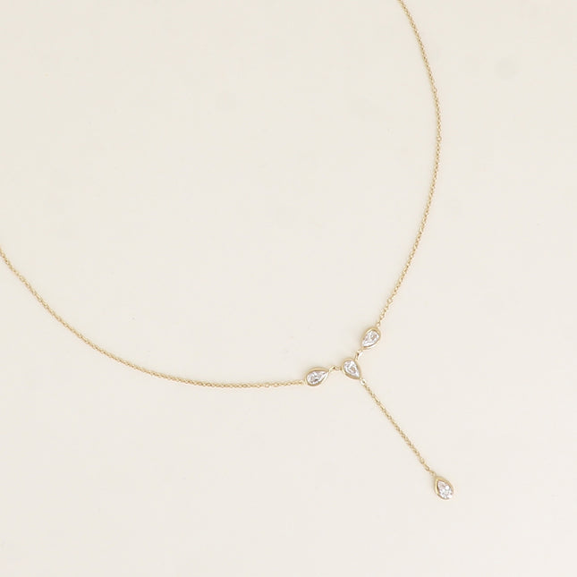 Collier Y - gouttes en oxyde de zirconium