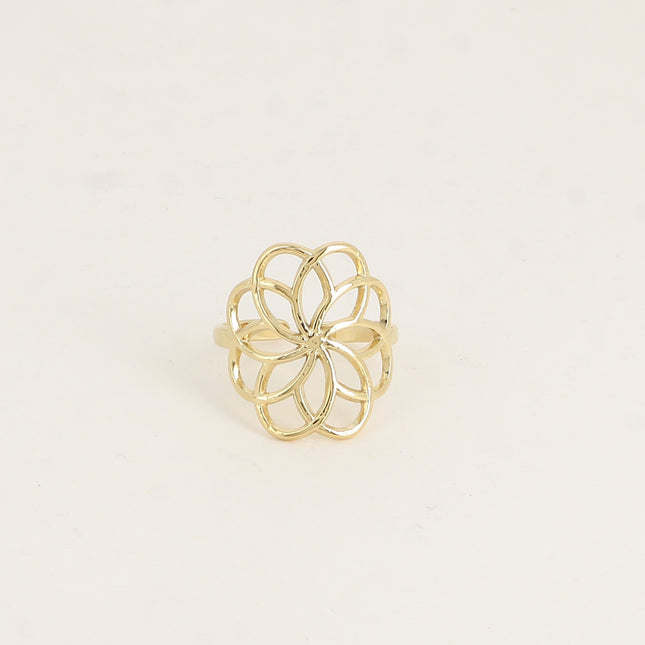 Bague - fleur rosacée ajourée