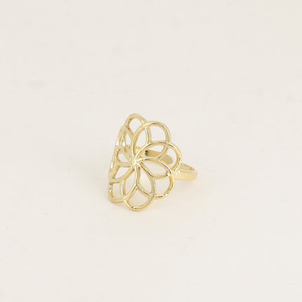 Bague - fleur rosacée ajourée