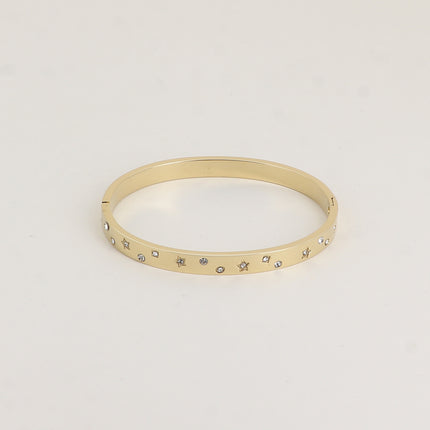 Jonc - petites formes géométriques (étoile, rond, carré) gravées et oxydes de zirconium