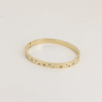 Jonc - petites formes géométriques (étoile, rond, carré) gravées et oxydes de zirconium