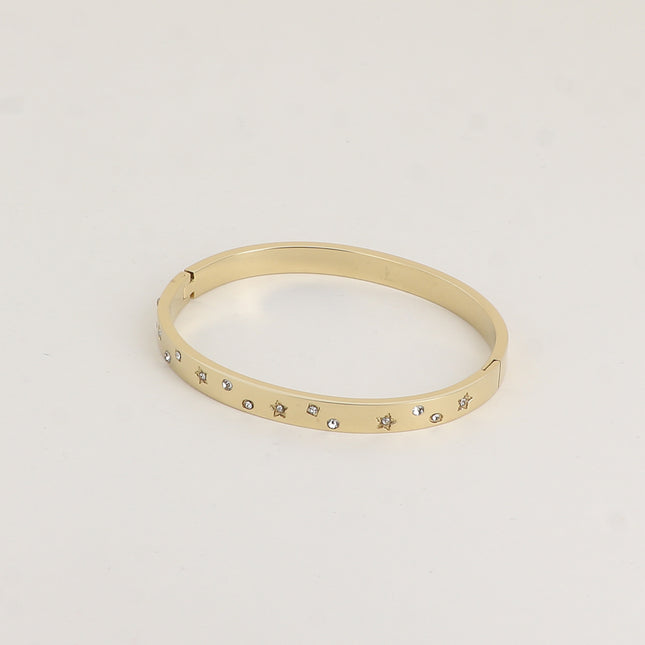 Jonc - petites formes géométriques (étoile, rond, carré) gravées et oxydes de zirconium