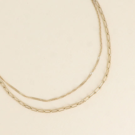 Collier 2 rangs - mailles ovale et torsadée