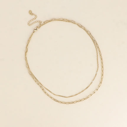 Collier 2 rangs - mailles ovale et torsadée