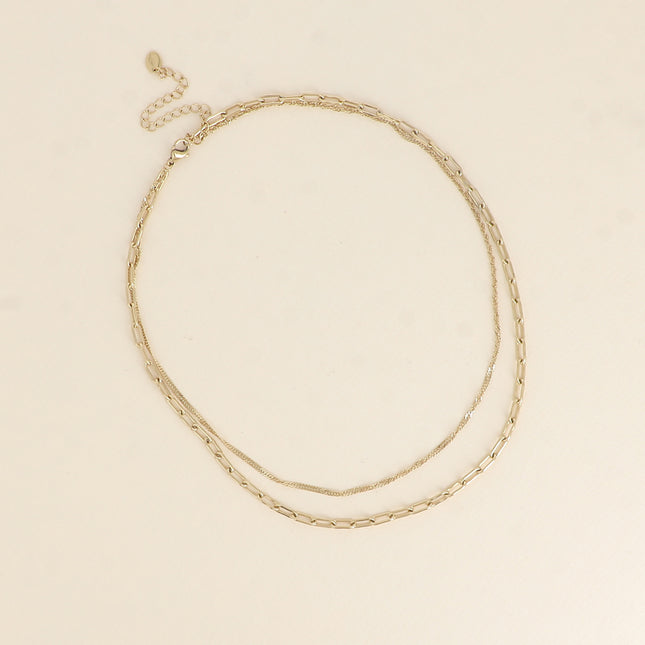 Collier 2 rangs - mailles ovale et torsadée