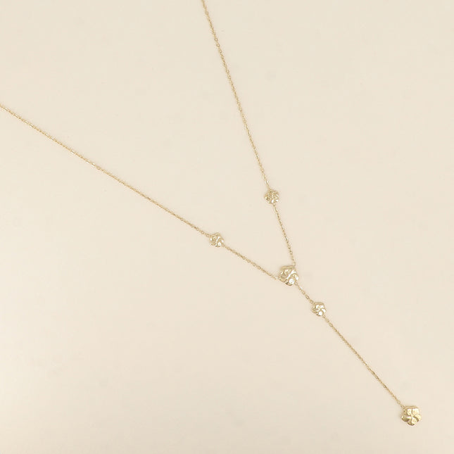 Collier Y - fleurs hibiscus