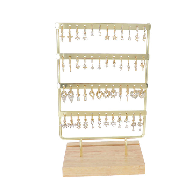 Kit de 24 créoles - doré blanc - prix moyen de 6,60€/pr - présentoir offert