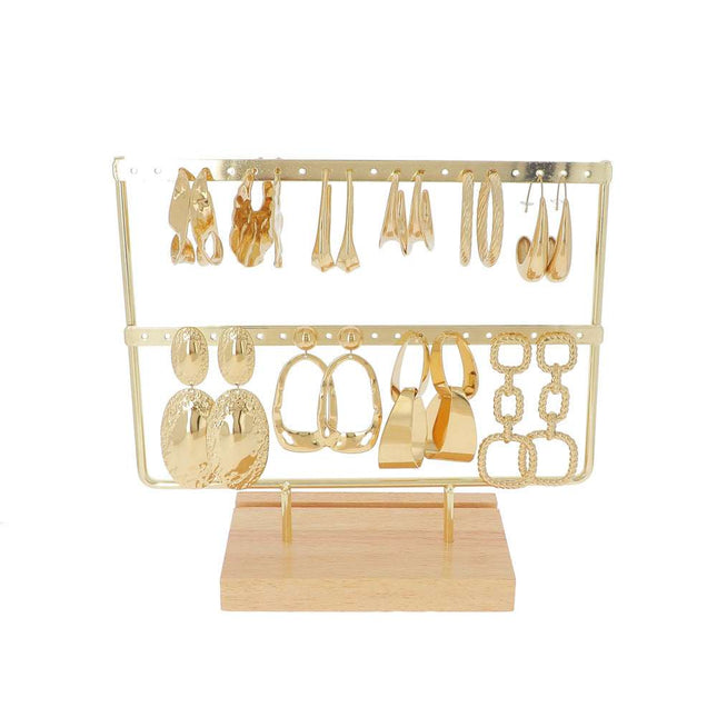 Kit de 20 (10+10) boucles - doré - prix moyen de 8,50€/pr - présentoir offert