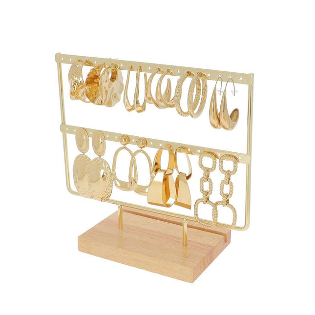 Kit de 20 (10+10) boucles - doré - prix moyen de 8,50€/pr - présentoir offert