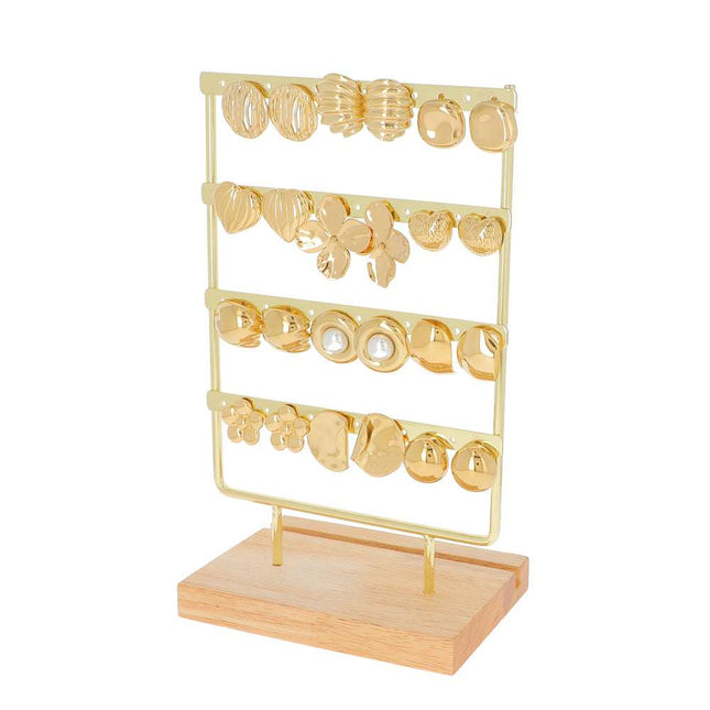 Kit de 12 (6+6) boucles - doré - prix moyen de 5,80€/pr - présentoir offert