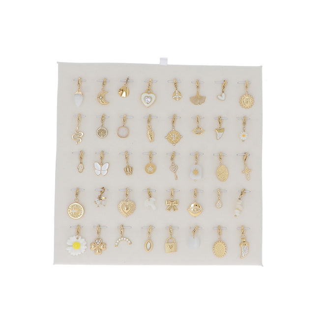 Kit de 40 charms en acier inoxydable - doré blanc - prix de 2,60€/pc
