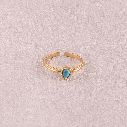 Bague - anneau fin et pierre naturelle goutte