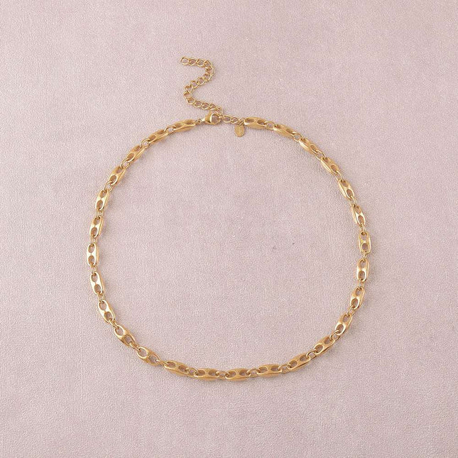 Collier - maille type grain de café effet brossé