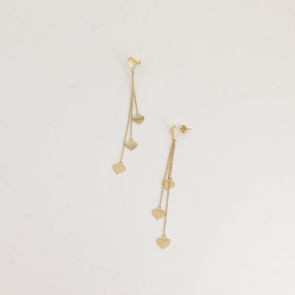 Boucles pendantes - 3 chaînes pendantes et pastilles coeurs