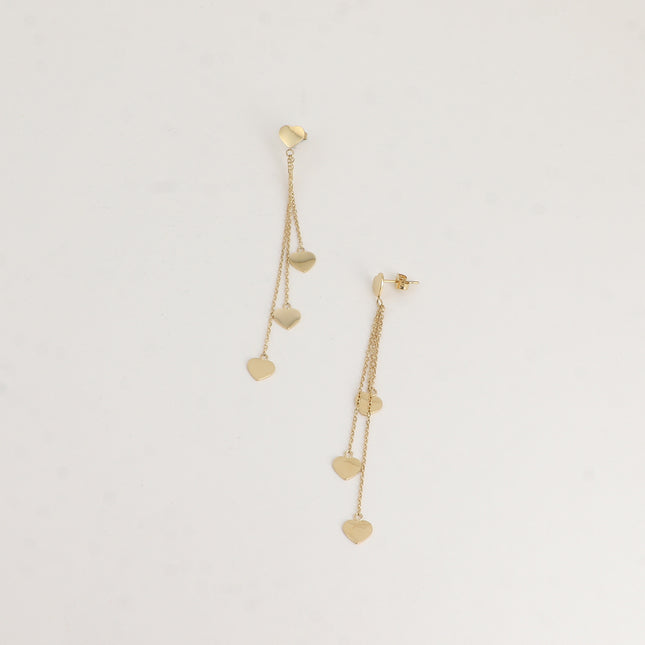 Boucles pendantes - 3 chaînes pendantes et pastilles coeurs
