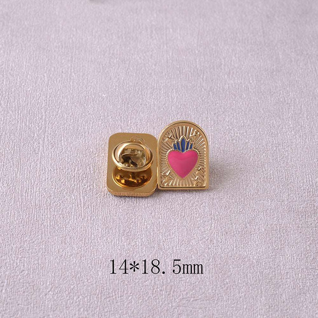 Pin's - motif porte, étoiles et coeur en émail