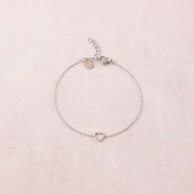 Bracelet - pendentif coeur strié et ajouré