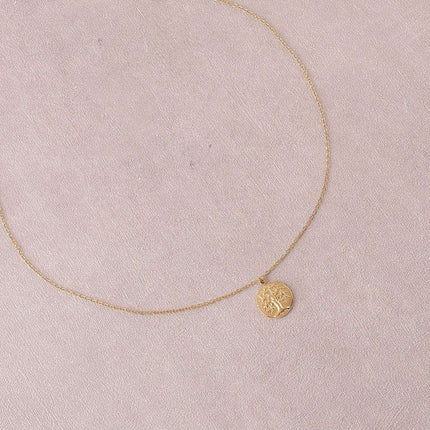 Collier - médaillon rond avec arbre de vie