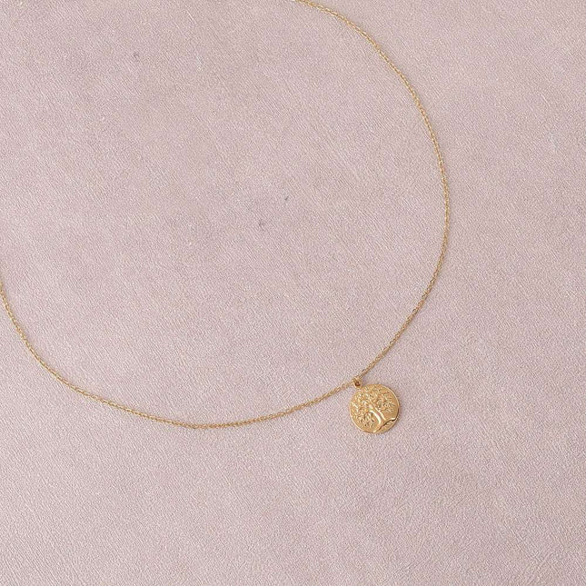 Collier - médaillon rond avec arbre de vie