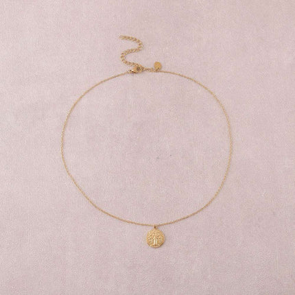 Collier - médaillon rond avec arbre de vie