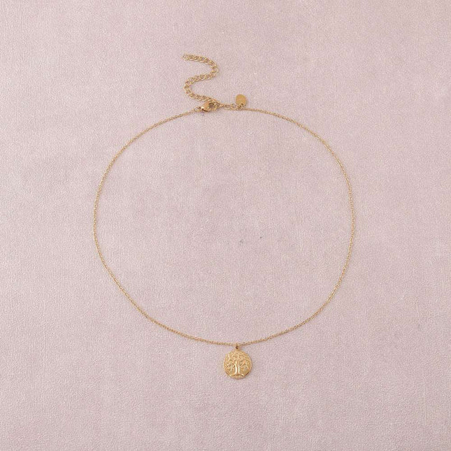 Collier - médaillon rond avec arbre de vie