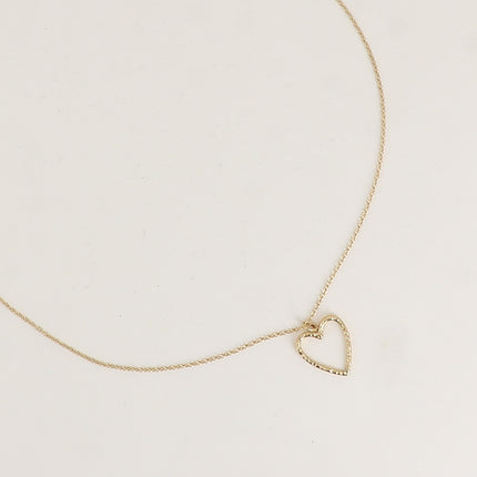 Necklace - hammered openwork heart pendant